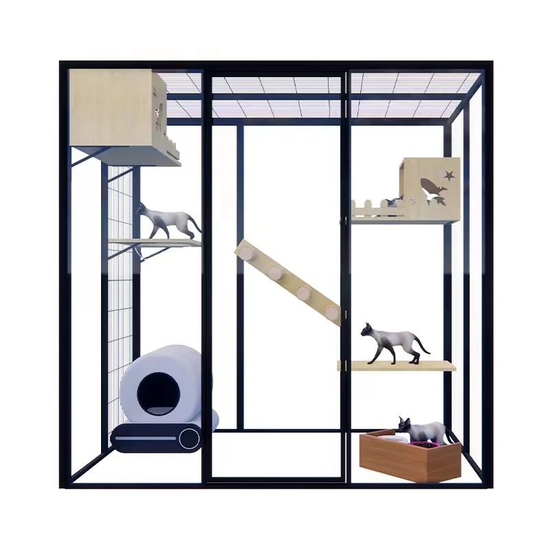TTVilla Household Large SpaceHouseHouse  Nest House Panoramic Glass Interior Cat Room Pet Display Cabinet