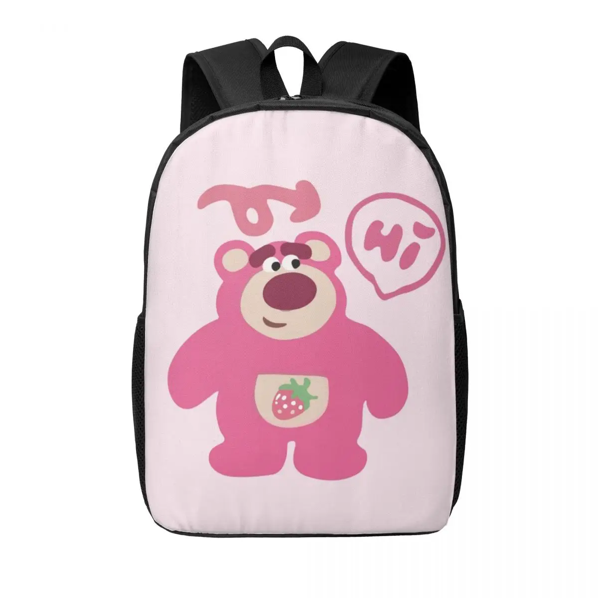 Custom Hello Lotso Huggin Strawberry Bear Backpacks for Boys Girls School College Travel Bags Women Men Bookbag 15 Inch Laptop