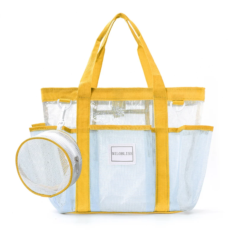 Strand-Schwimmtasche, Trocken-Nass-Trennung, wasserdichte transparente Sporttasche aus Netzstoff für Damen, leichte Handtasche mit großem Fassungsvermögen für Herren – Detail 2