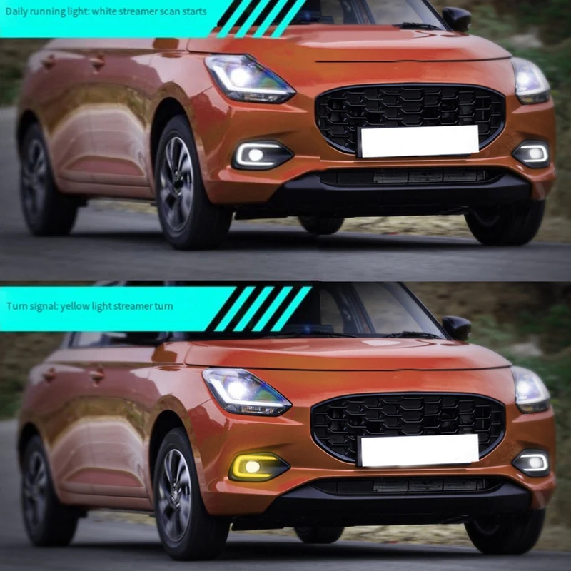 Dla Suzuki Swift 2024 LED DRL Światła do jazdy dziennej Osłona lampy przeciwmgielnej Streamer Turning Żółte Białe Światła