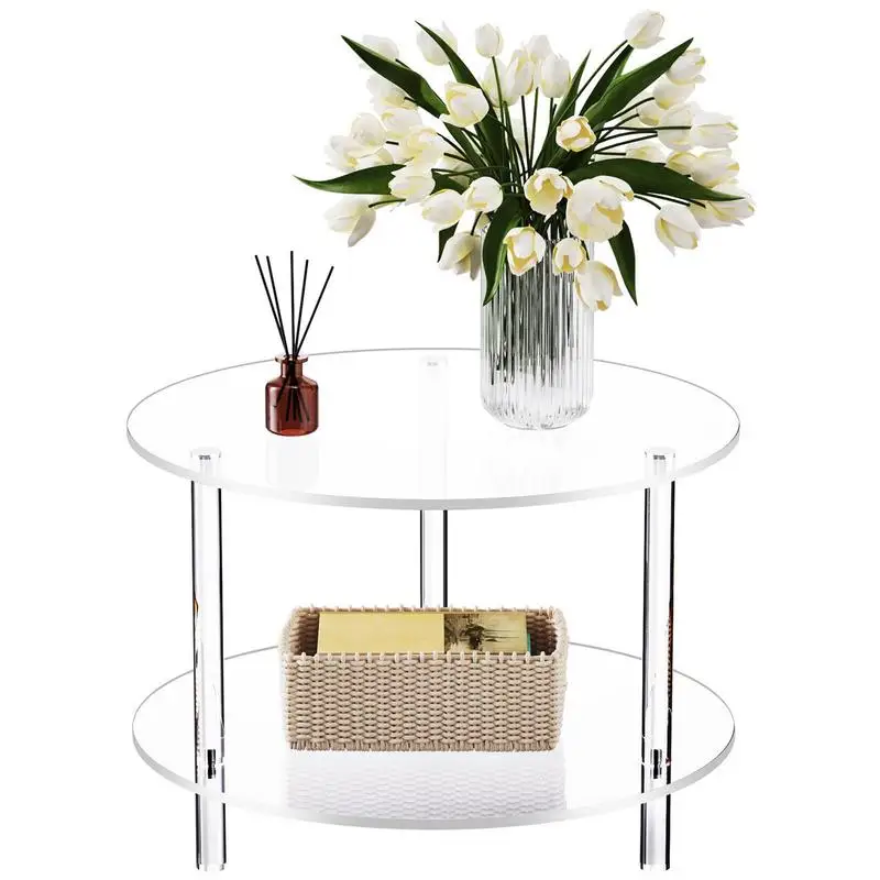 

Acrylic Coffee Table Round Clear Coffee Table Double Layers Home Aesthetic Decoration Acrylic Modern Furniture For Home Studio