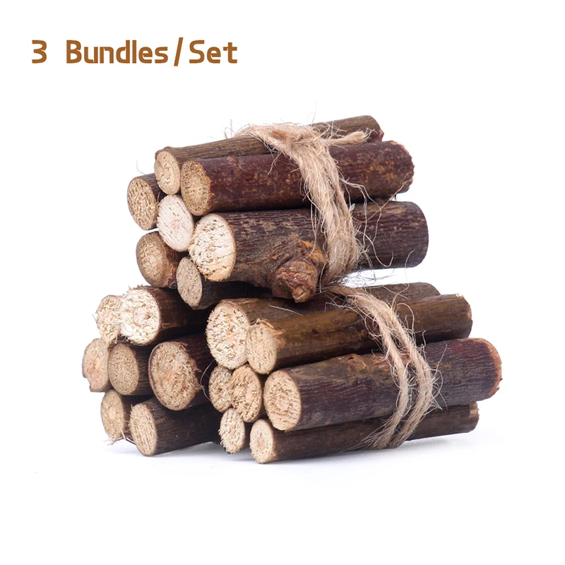 3 Bundles 1:12 Dollhouse Miniature Bonfire Firewood Pile Model DIY Doll House Party Living Scene Decor Toy Accessories