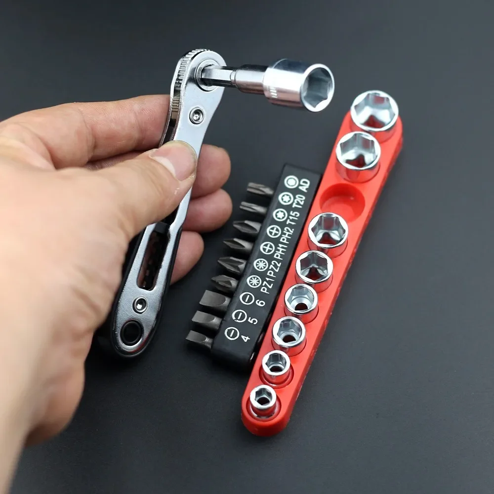 Rechtwinkliger Bidirektionaler Ratschenschraubendreher-Steckschlüsselsatz mit 1/4 Zoll Sechskantgriff, Torx-Schlitz, DIY Multifunktionales Handwerkzeug – Detail 9