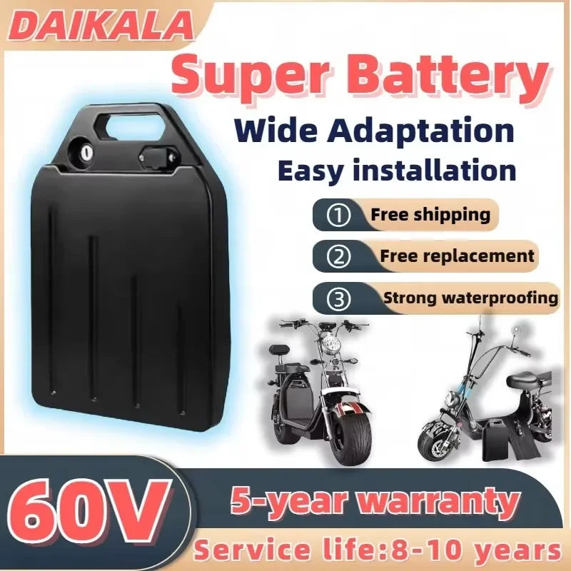 Batterie d'alimentation 60V, 10Ah-40Ah, 2000W, batterie au lithium pour véhicule électrique Harley, scooter électrique pliable à deux roues Citycoco, chargeur gratuit
