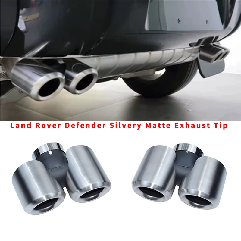 For Land Rover Defender 90 110 130 Exhaust Tip 2020-2024 Rear Muffler Tail Pipe Stainless Steel Wire Drawing Four Outlet