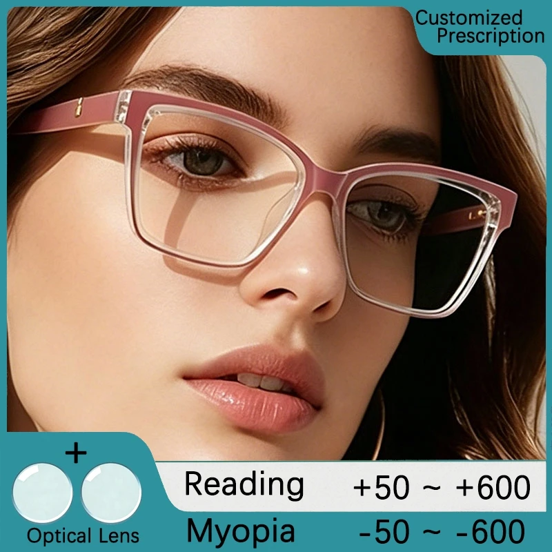 Nouvelles lunettes de vue de marque de luxe pour femmes, monture diamantée, verres anti-lumière bleue, lentilles optiques avec ordonnance