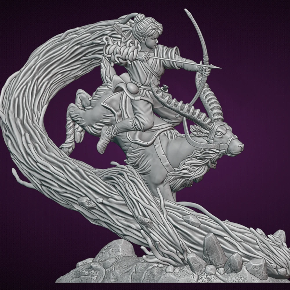 1/24 Model do Druku 3D Jeleń Młody Wódz Żywiczny Model Figurki Zestaw do Samodzielnego Montażu DIY Miniaturowa Statuetka Redukcja Niepomalowany Zestaw Zabawki