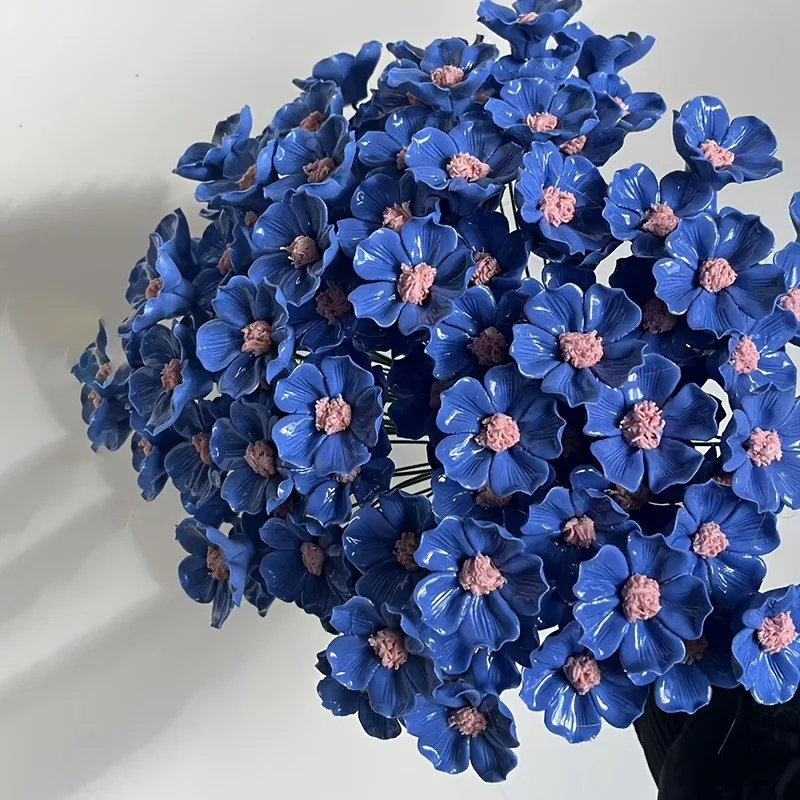 10/20/40pc Handcrafted Ceramic Forget-Me-Nots Blue Love That Never Fades Indoor/Outdoor Tabletop Decor Valentine's Day Christmas
