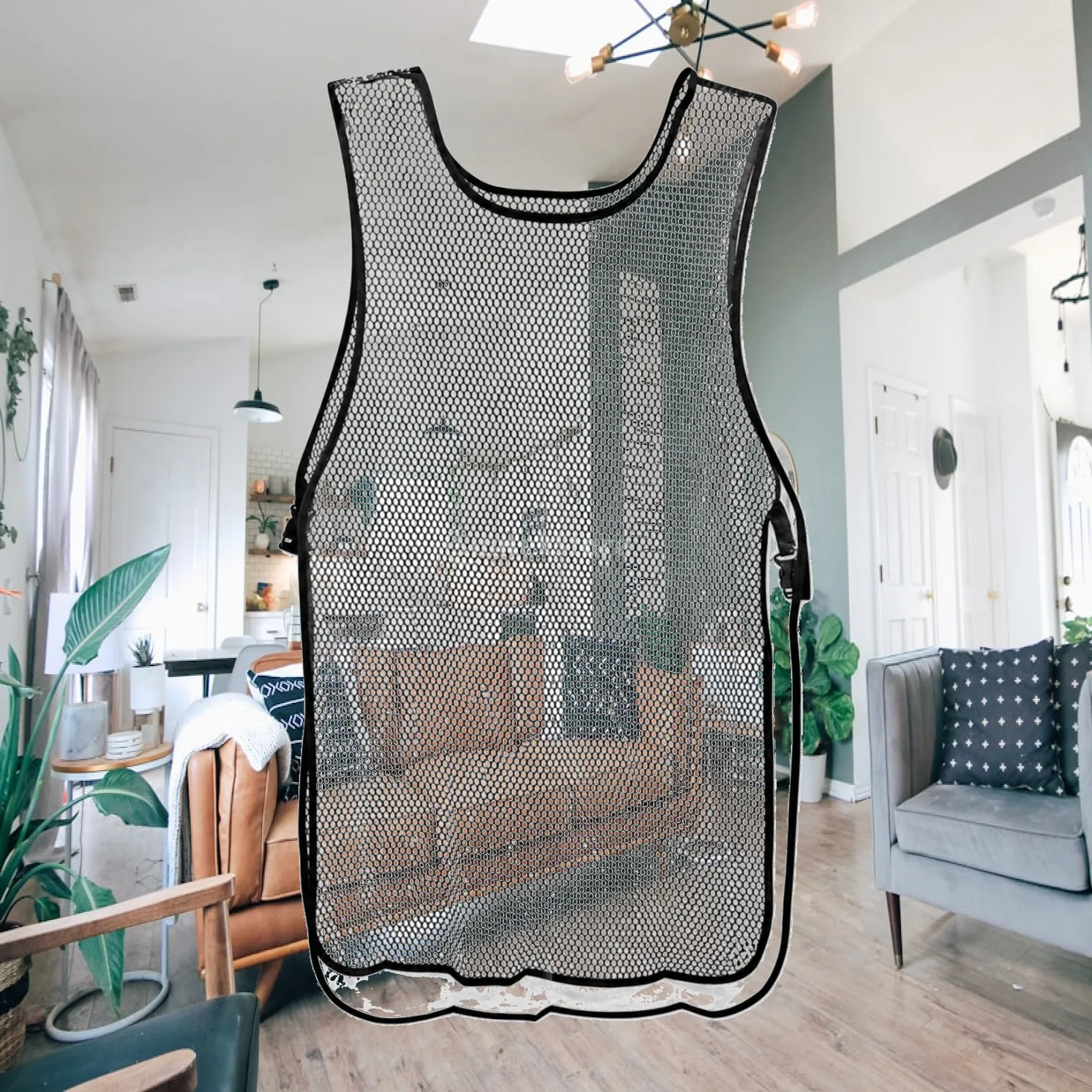 Mesh Salon Apron Adjustable Work Vest Apron Transparent Work Vest Professional Washable for Hairstylists, Barbershop