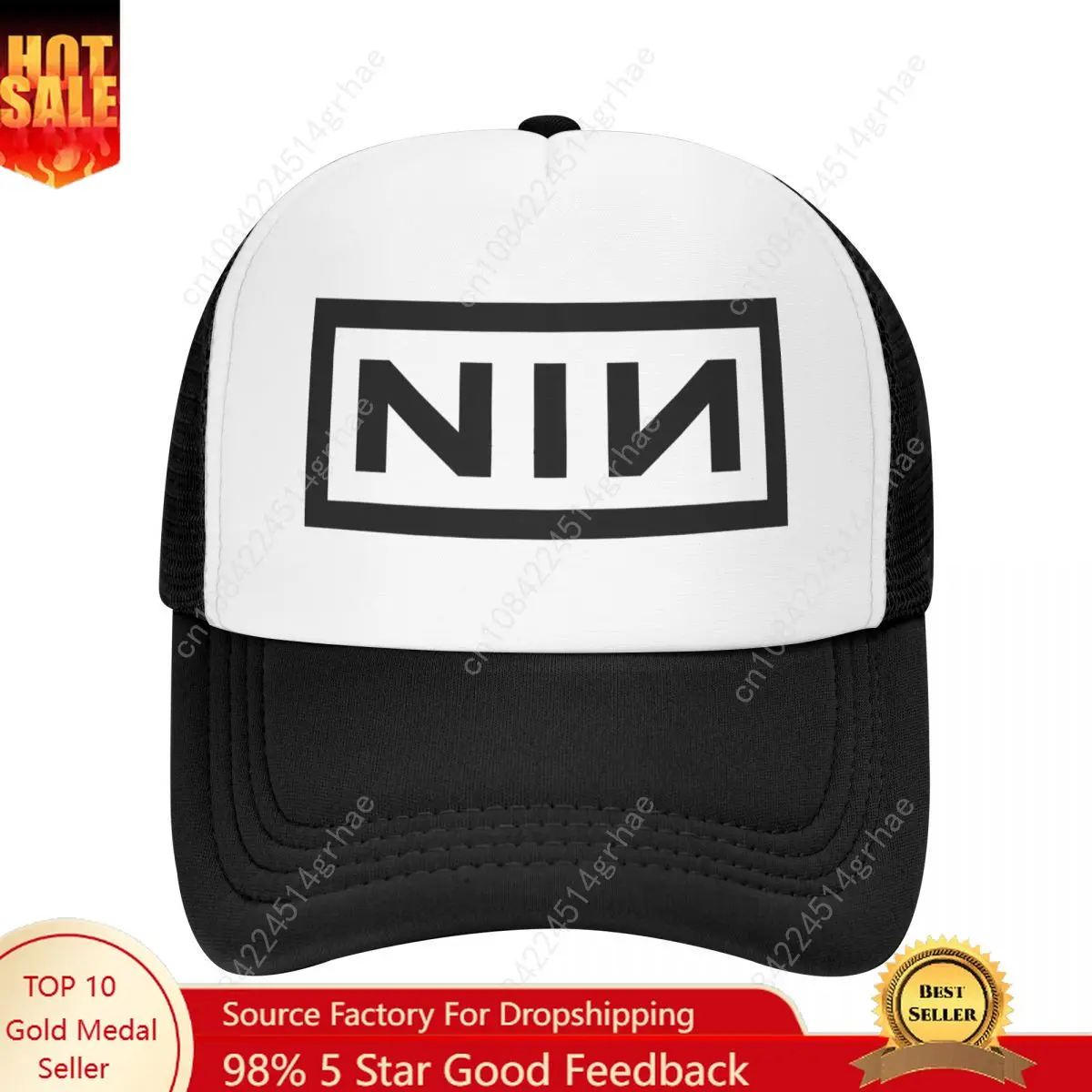 Adult NIN Logo Nine Inch Nails Trucker Cap Fashion Mesh Baseball Cap Polyester Dad Hat Trucker Hat Breathable Sports Cap Autumn