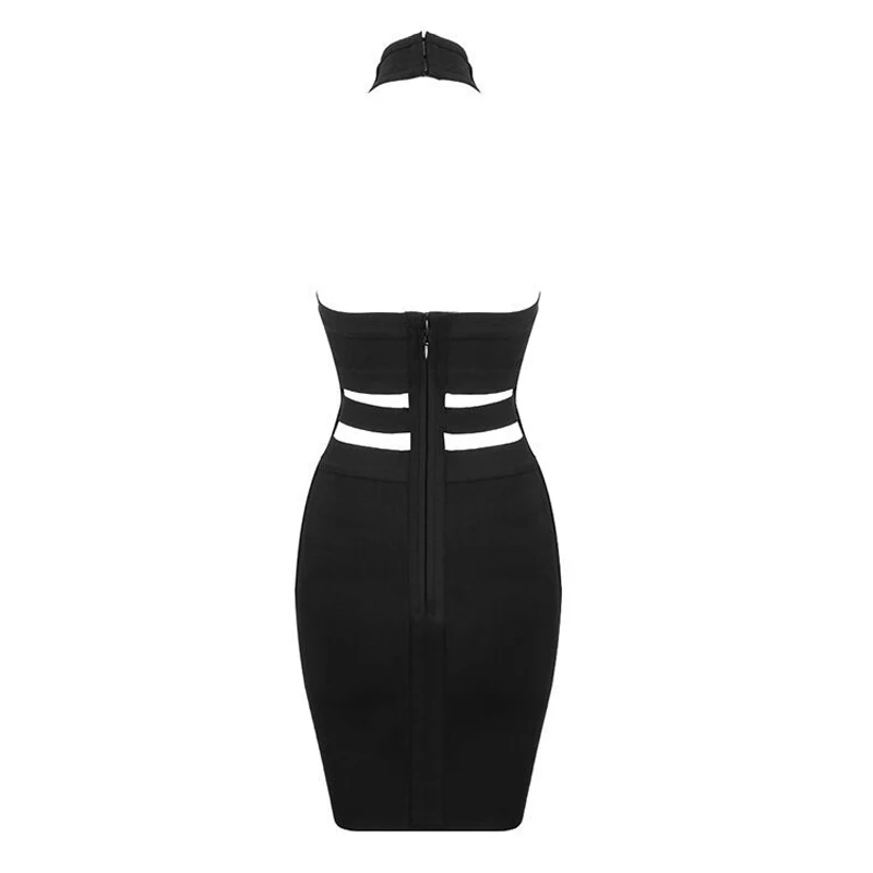 MSMUSI 2024 Nieuwe Mode Vrouwen Sexy Halter Hollow Out Mouwloze Backless Bandage Party Club Bodycon Event Mini Jurk Vestidos