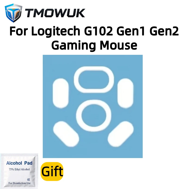 For Logitech G102 Gen1 Gen2 Gaming Mouse Anti-Slip Grip Tape & Mouse Skates Set Sweat Resistant Sticker With Alcohol Pad Gift