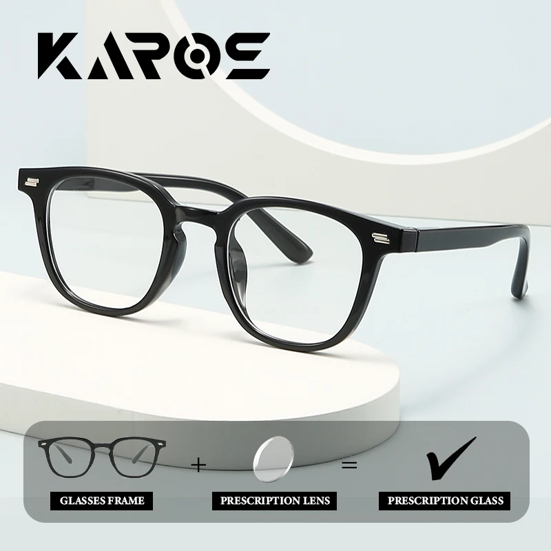 

KAROS Geometric Round Fashion Glasses Large Frame Prescription Lenses Anti-Blue Light Photochromic Progressive Reading
