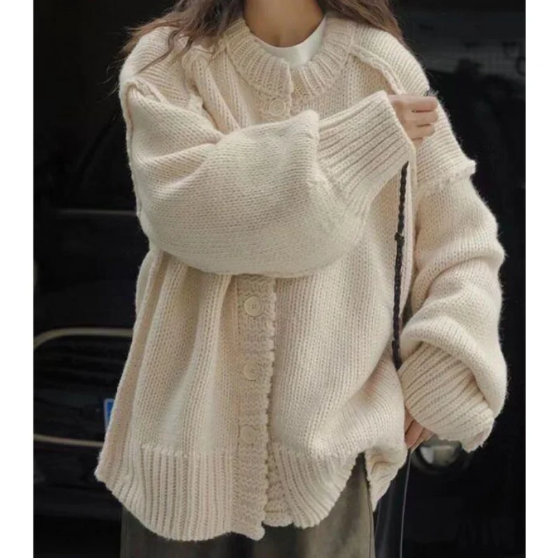 

Корейский стиль: Весенне-осенний женский кардиган-свитер, модная и универсальная новая вязаная верхняя одежда из хлопка