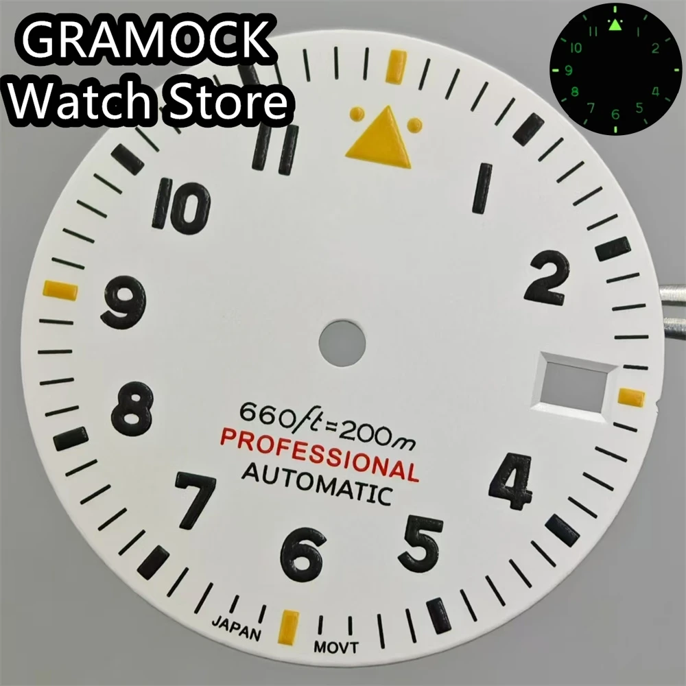 GRAMOCK 29mm Pilot Watch Dial Black White Blue Green Sterile Dial Wristwatch Accessories Parts Fit NH35 NH36 Automatic Movement