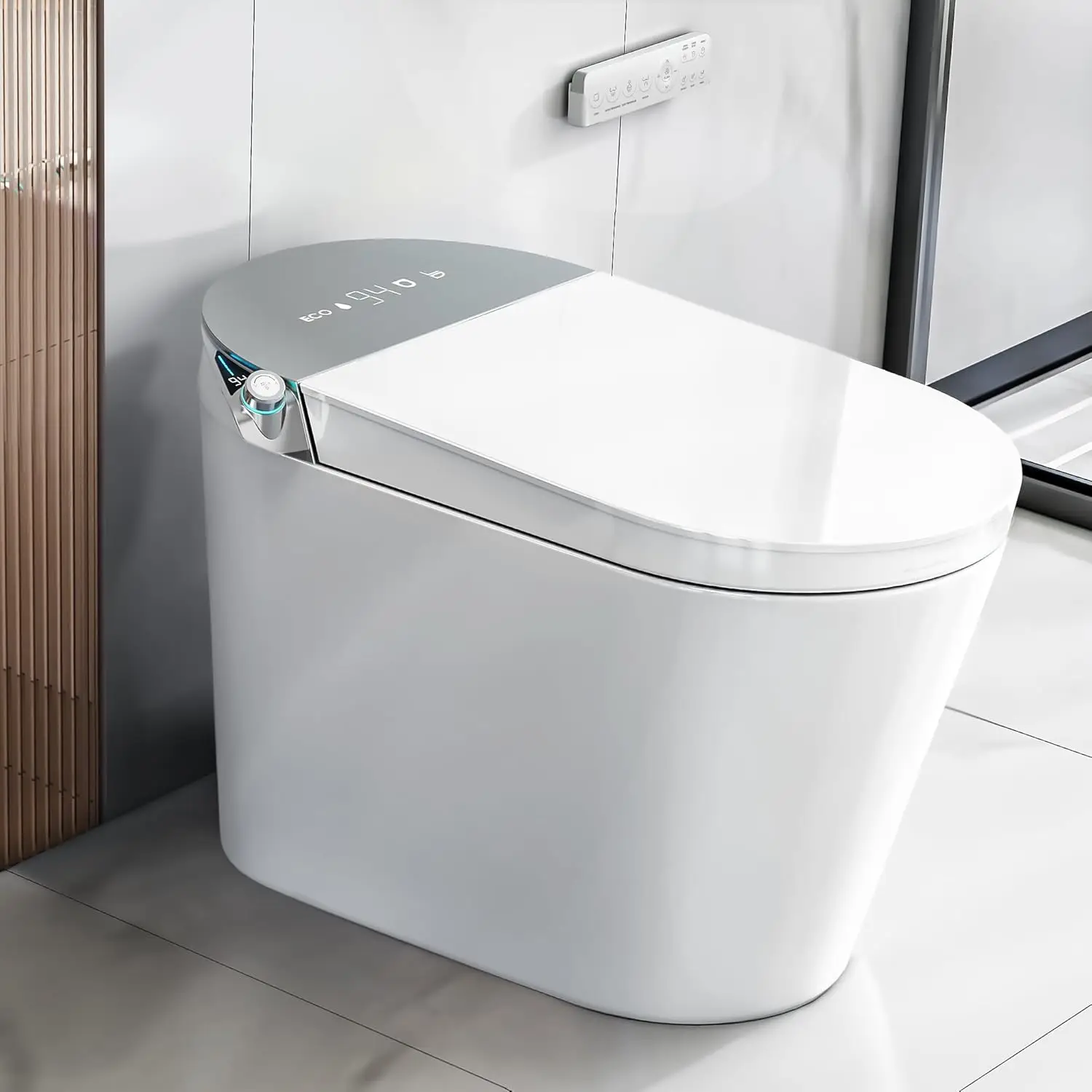 Smart Toilet with Bidet Built in  Auto Open & Close Foot Sensing Bidet Toilet Combo with Auto Flush Remote Control Warm Water