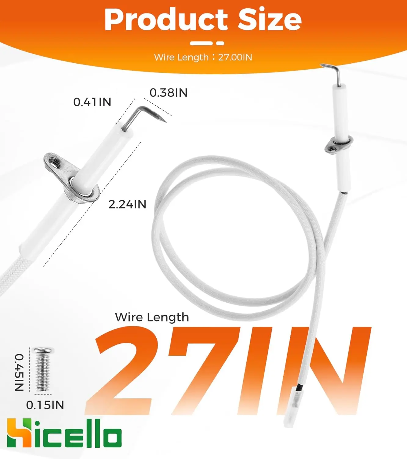 4pcs Grill Igniter Wire 27Inch Ceramic Electrode Replace for Aussie Charbroil Dyna-Glo Jenn Air Backyard Grill Chargriller BBQ