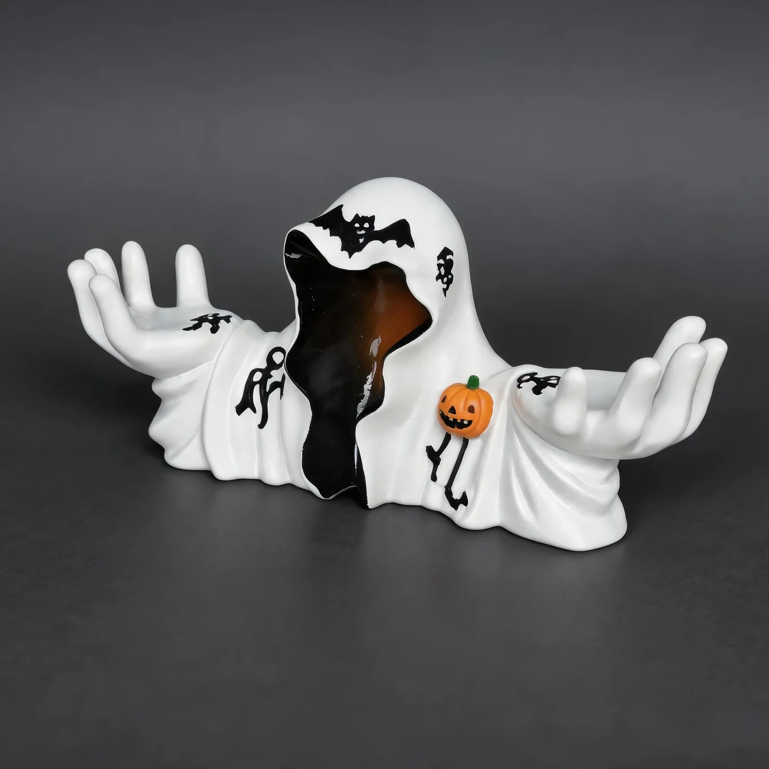 Spooky Halloween Wizard Ghost Candle Holder Resin Palm Hand Tea Light Stand Desktop Decor No Candles Included Gift