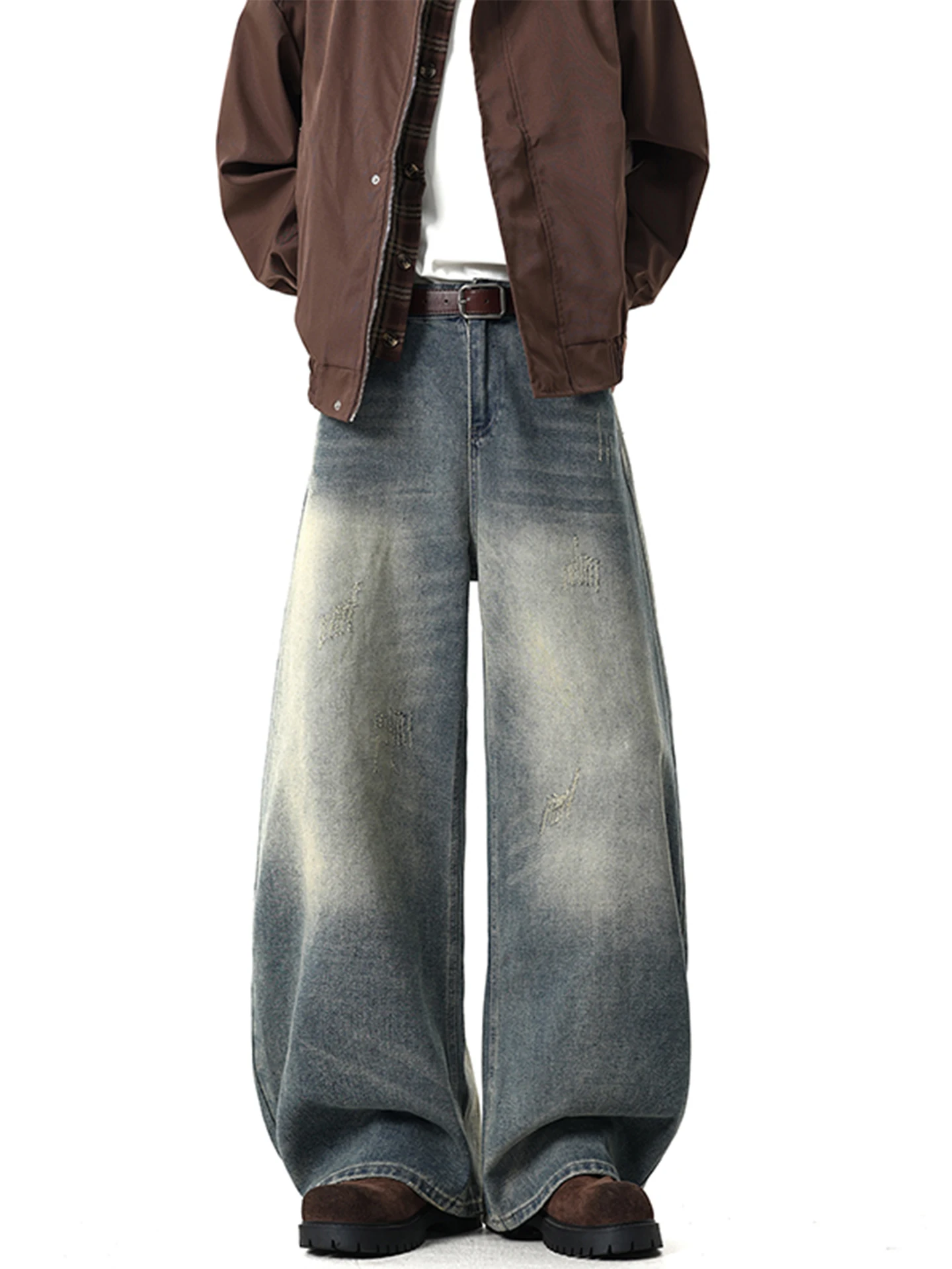 

American Retro Knife Jeans Men's Casual Loose Straight Leg Anti-Wrinkle Color Fastening Windproof Spring Seasonal Wear