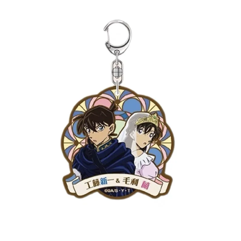 4Cm Anime Detective Conan portachiavi in acrilico Cartoon Cute Student School Bag accessori per ciondoli creativi regali per bambini Kawaii