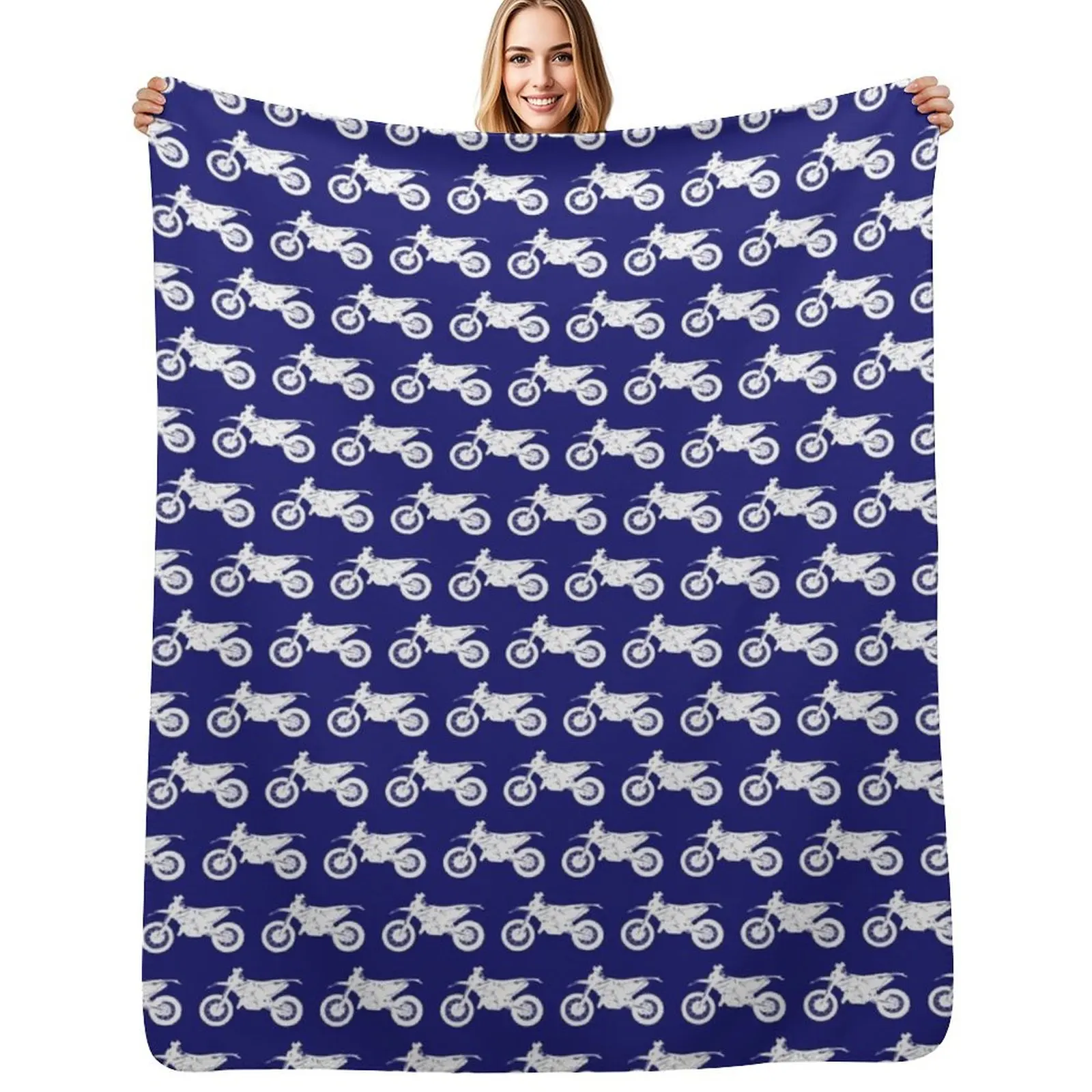 Dirt Bikes on Midnight Blue Throw Blanket Soft Home Decor Blanket for Couch Bedroom