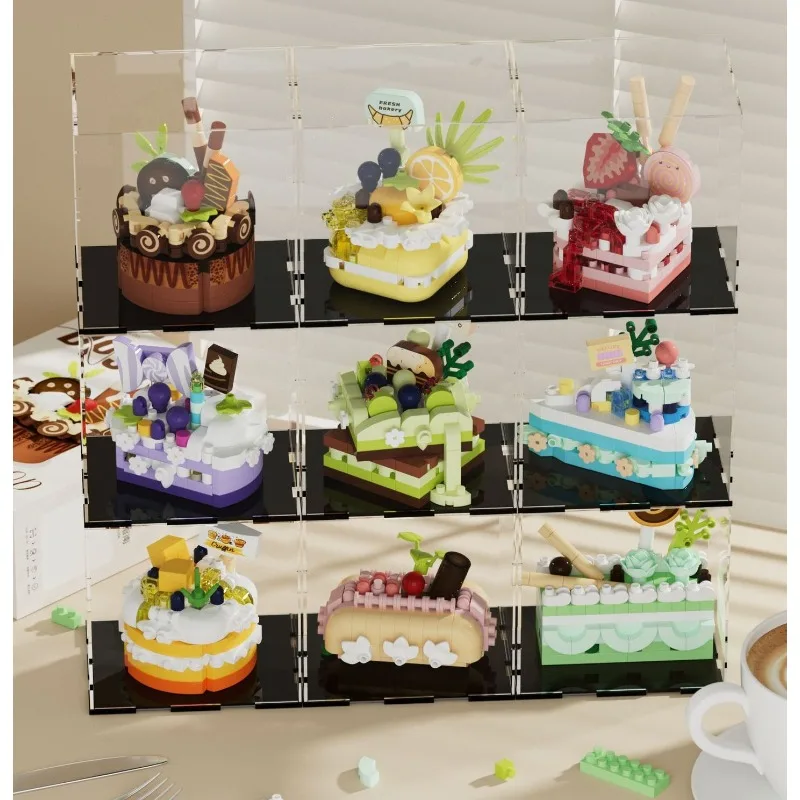 Dessert partytaart, citroen matcha taropasta, bubbelbouwstenen, speelgoedbeeldjes, geschenken