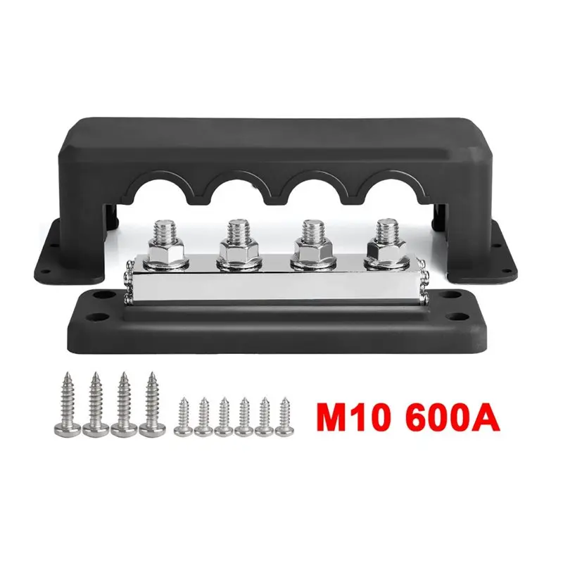 New Arrivals-600A 4-Way Busbar Heavy Duty Power Distribution Block M10 Stud