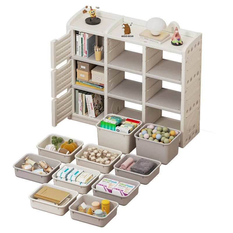 

Toddler Toy Organizers and Storage Pull-Out Drawers Multipurpose Bookshelf Kids Cabinets for Playroom Nursery School