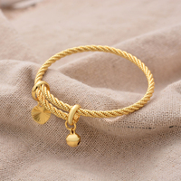 Simple Design Indian Bangles For Child Dubai Gold Color Baby Bangles Jewelry Wholesale Designer Gold Plated Copper Bracelets