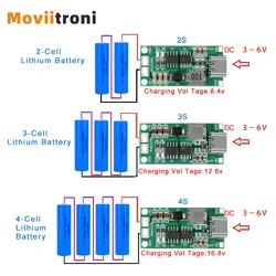 2S/3S/4S 1A/2A/4A Step-Up Boost Charging Module Type-C Lithium Li-ion Battery Charging Power Protection Board 8.4V 12.6V 16.8V