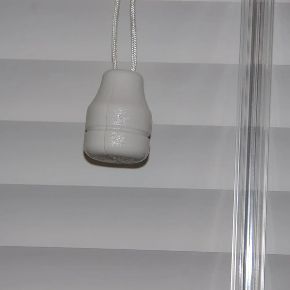 

TOBBOMEY 10pcs White Plastic Louver Pendant Curtains Window Blind Pull Cord Ends Tassels Knobs Accessories for Window Treatment