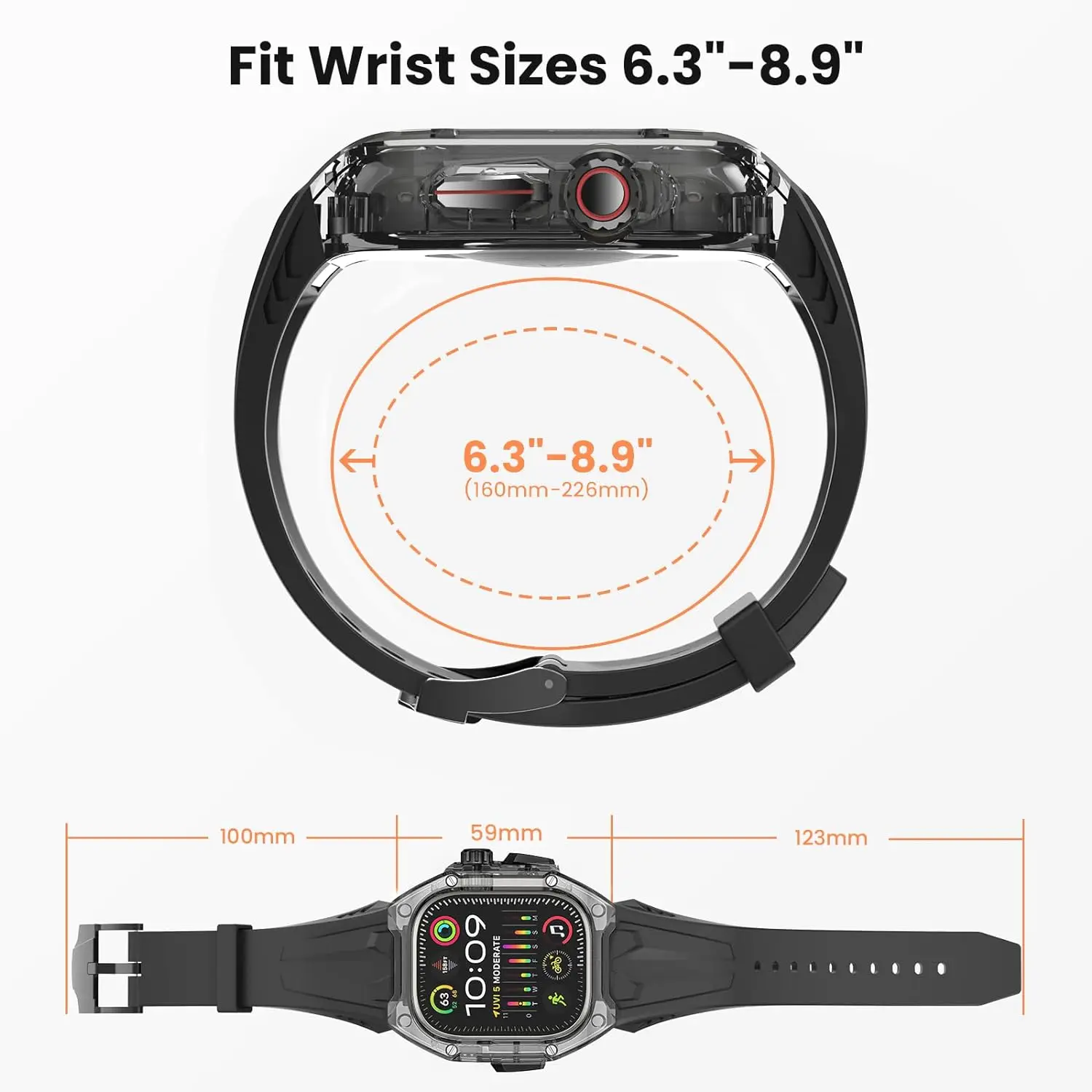 حافظة تعديل كريستال + حزام ساعة لـ iWatch Series10 46mm 42mm Ultra 2 49mm 45mm RICHARD Mile Style حزام السيليكون تعديل Ki #6
