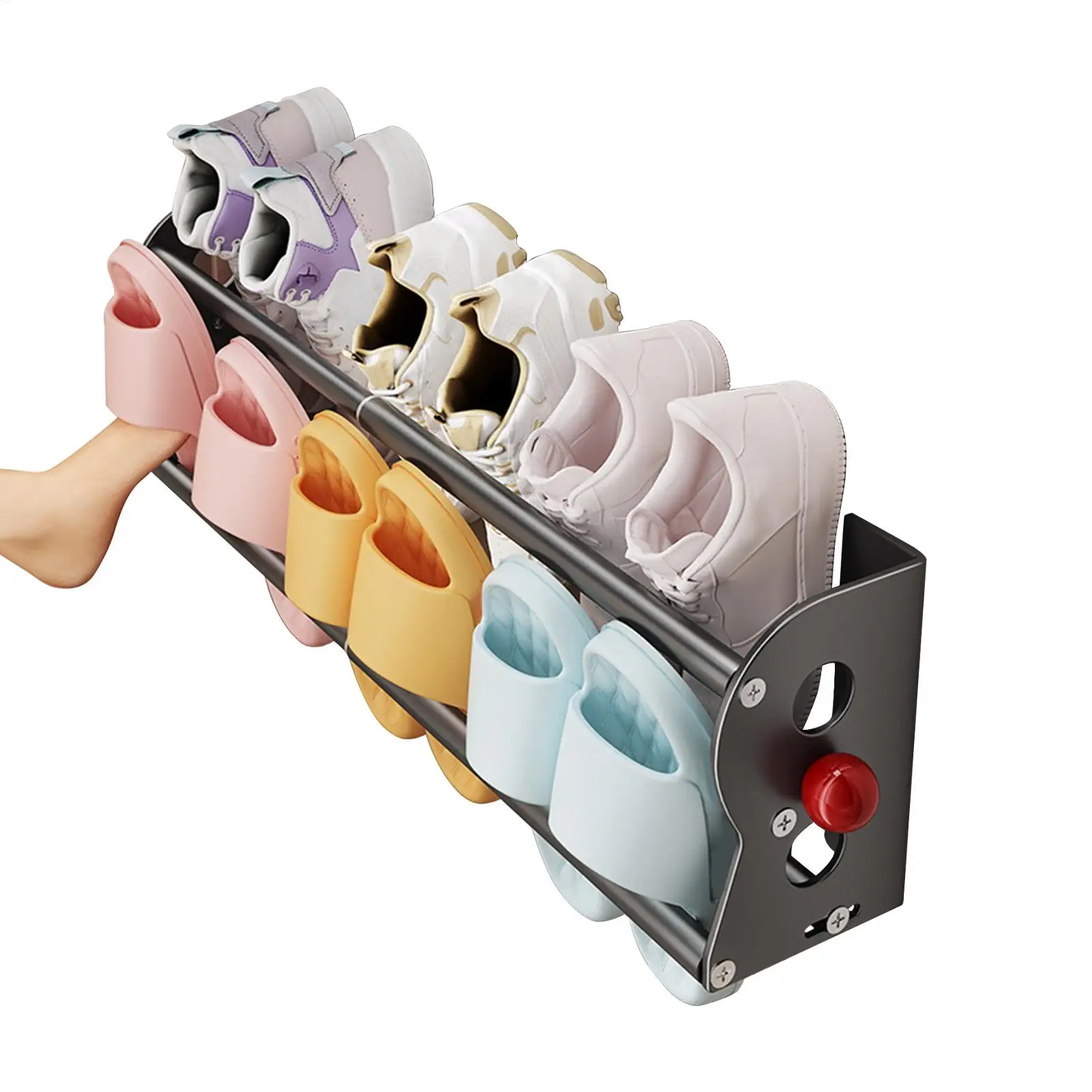 Magnetic shoe rack Wall-mounted no-drill double-layer Extendable shoe rack Entrance Door Slippers Rack Door Back Shoe Rack