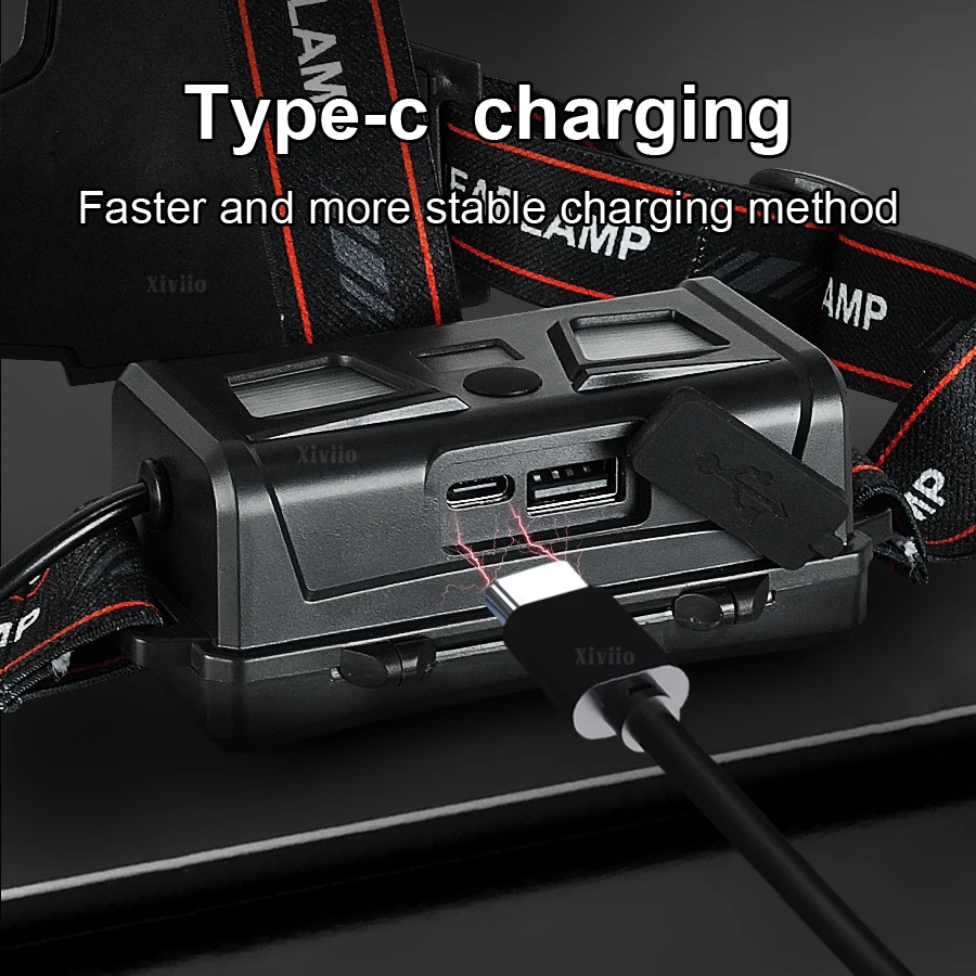 550000000 Lumen Forte Luce Faro Testa di Pesca Torcia Potente Faro Ricaricabile Lampada Frontale A LED Luce Viola Per Il Campeggio