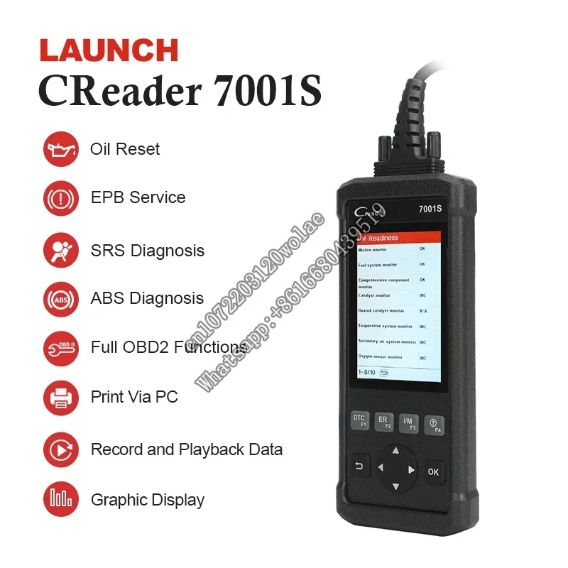 Creader 7001S OBD2 Scanner Car Diagnostic Tool CR7001S Auto Code Reader Free Update ABS/SRS/Engine System Diagnoses