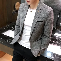 Blazer New Boutique Men's Solid Color British Style Fashion Casual Business Job Interview Gentleman Party Best Man Dress Suit