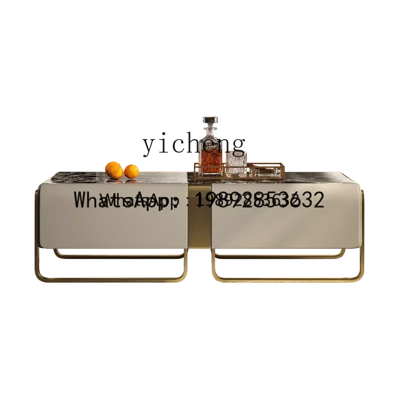 

C1 light luxury coffee table model room custom senior villa large flat marble luxury stone tea machine combination