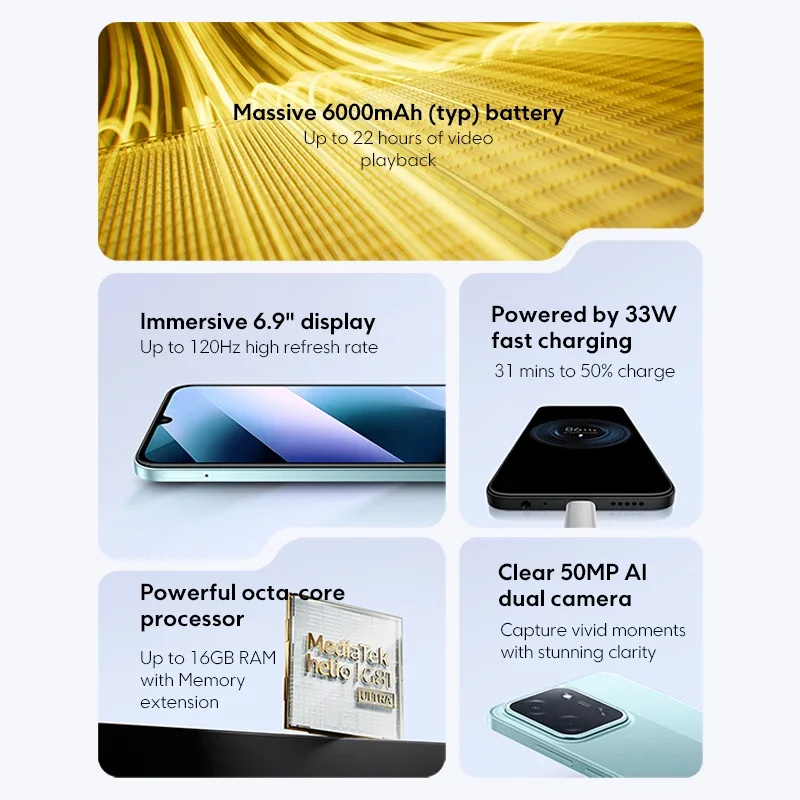 هاتف ذكي POCO C85 الإصدار العالمي NFC 128GB 256GB MediaTek Helio G81-Ultra 6.9 بوصة شاشة نقطية 50 ميجابكسل كاميرا رئيسية 6000 مللي أمبير في الساعة #2