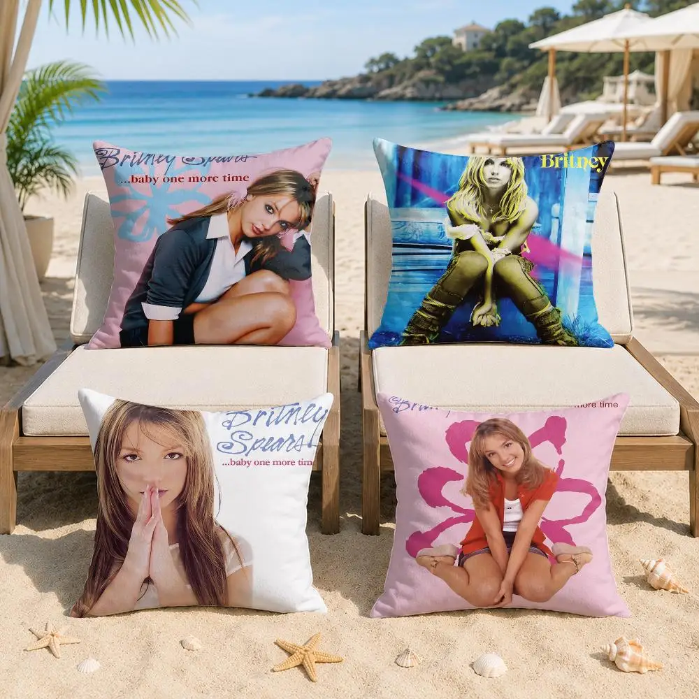 B-Britney Spears Singer Cushion Cover Silky Short Plush Invisible Zipper Dustproof Sofa Pillow Case For Home Decor