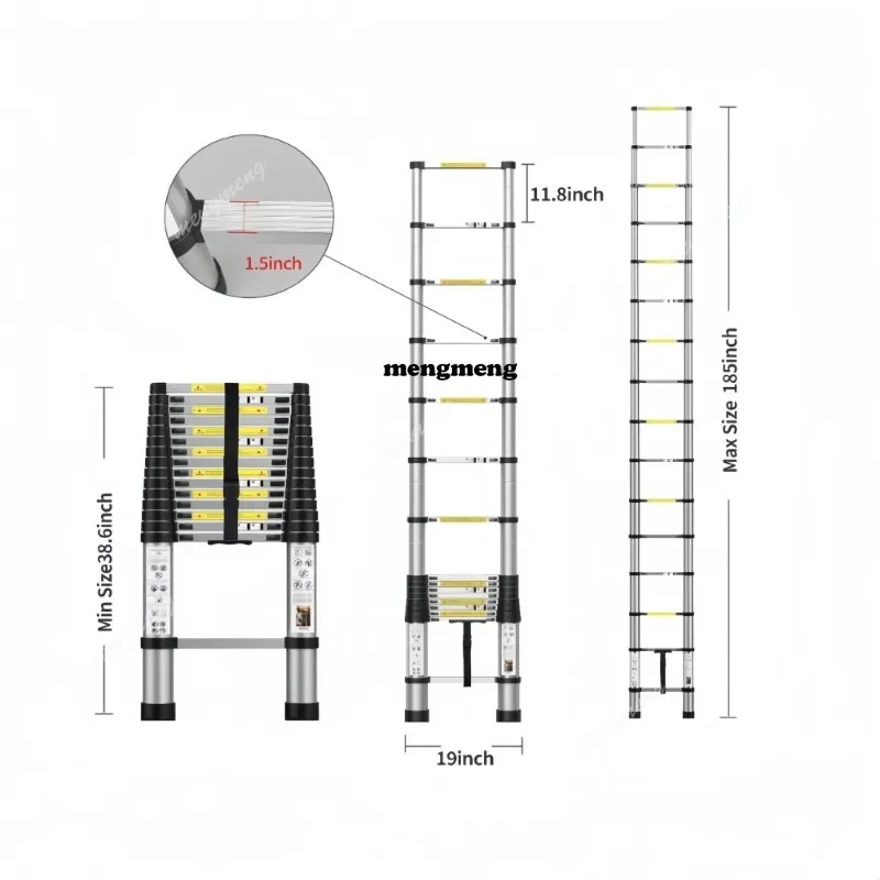 

Multifunctional Telescopic ladder Aluminum alloy Straight ladder Lifting Engineering Portable Household Folding Herringbone