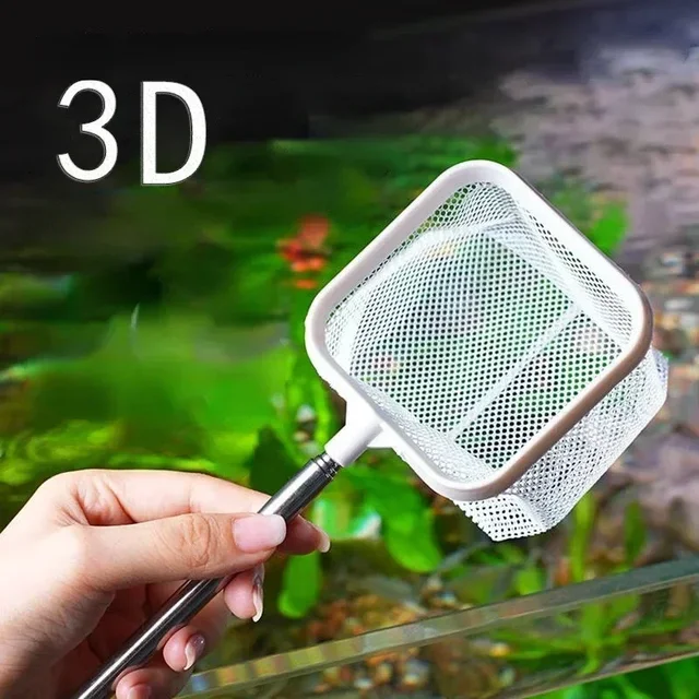 Kwadratowa i okrągła siatka akwariowa 3D z przyssawką Teleskopowy uchwyt ze stali nierdzewnej do łapania ryb Zbiornik na krewetki