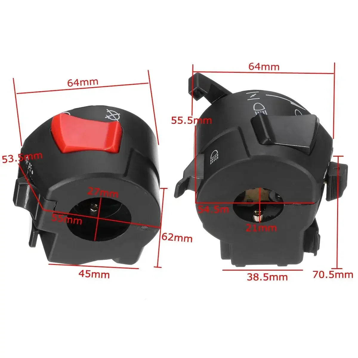 

12V Motorcycle 7/8" Handlebar Control Switch Horn Turn Signal Headlight Electric Start Switch Connector Push Button Switch