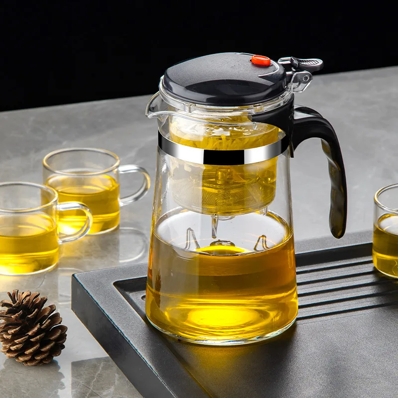 HMLOVE Heat Resistant Glass Teapot Puer Kettle Tea Infuser Filter High Borosilicate Heatable Chinese Gung Fu Teawear Flower Pot