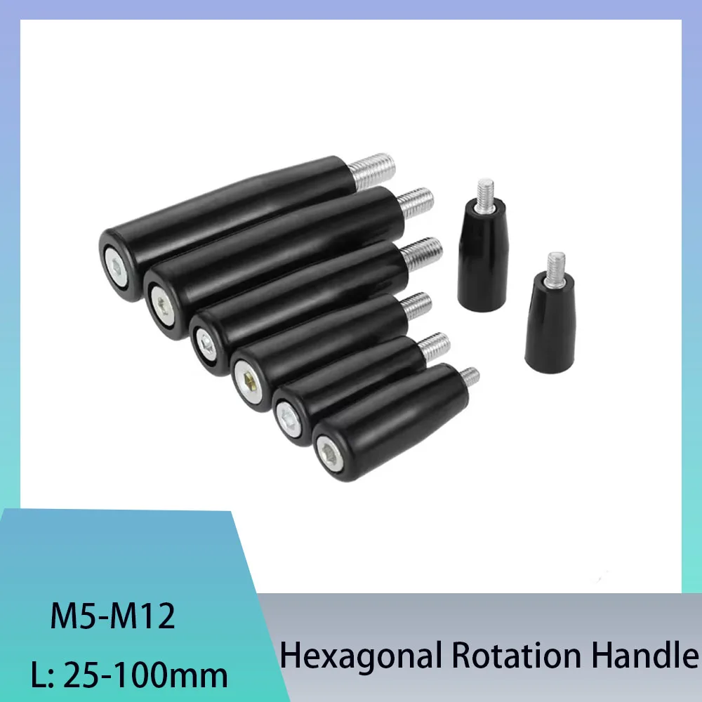 1Pcs Hexagonal Rotation Handle Revolving Machine Handle Male Threaded Hand Wheel Screws M5 - M12 Handle Length 25mm-100mm