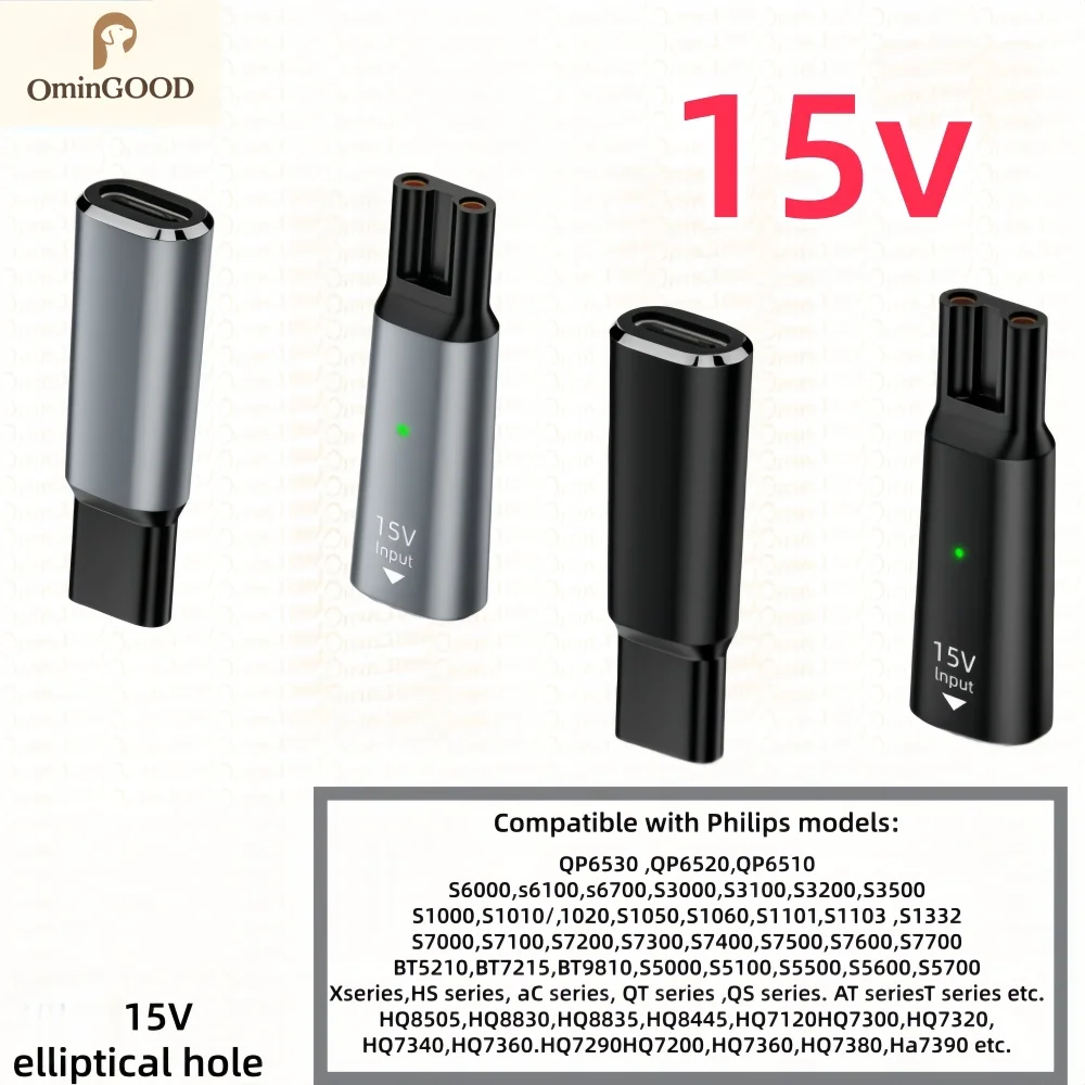 NEW 15V HQ8505 Type-C Shaver Adapter Charging Converter for Philips One Blade QP6520 QP6530 QP6510 Electric Beard Trimmer
