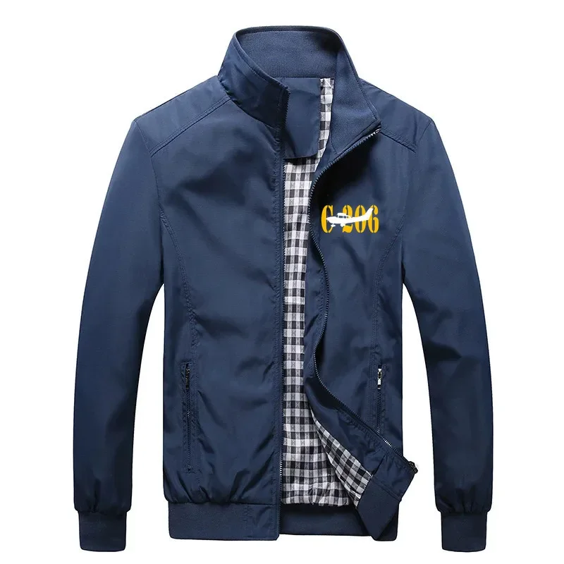 

2025 Fashion Standing Collar High Quality Men's Jacket Spring Autumn Plane Pilots Cessna 206 Man Coats Jackets Good Clothes