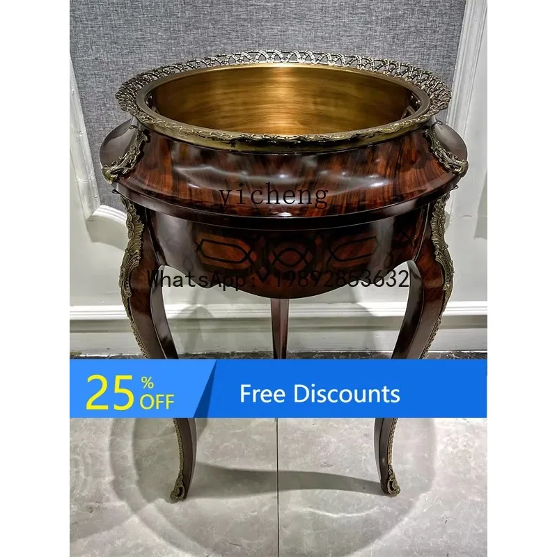 z7 Furniture Red Wine Decanter Copper Heartwood Solid Wood Round Corner Table Brass Accessories Side Table