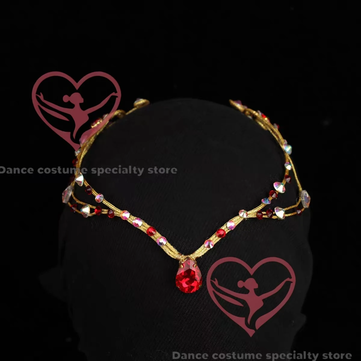 Ballet Headpiece Universal Red Esmeralda Forehead Chain Crown Tiara High-end Professional Customization