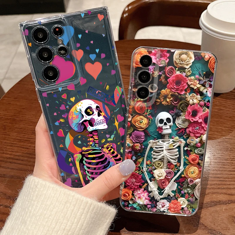 Skeleton Art Print Case For Samsung Galaxy S26 S25 S24 Ultra S23 S25 FE A57 A17 A37 A16 A56 A55 A15 A35 A36 Soft TPU Phone Cover