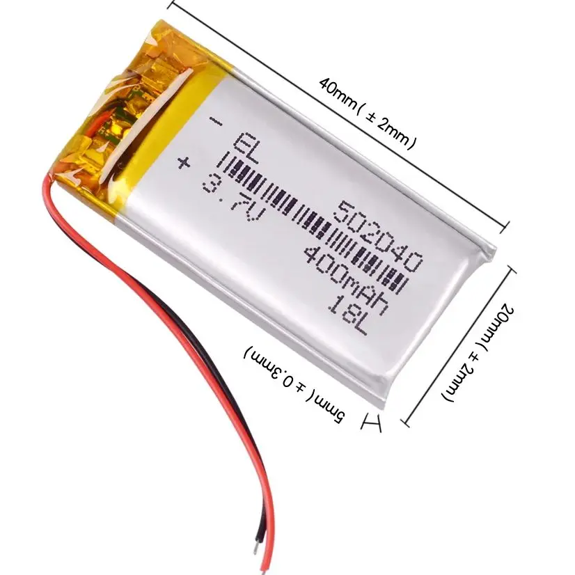 502040 3.7V 400mAh Rechargeable Lithium Li-ion Polymer Battery for MP3 reading pen PAPAGO S36 Bluetooth Headset 3D glasses